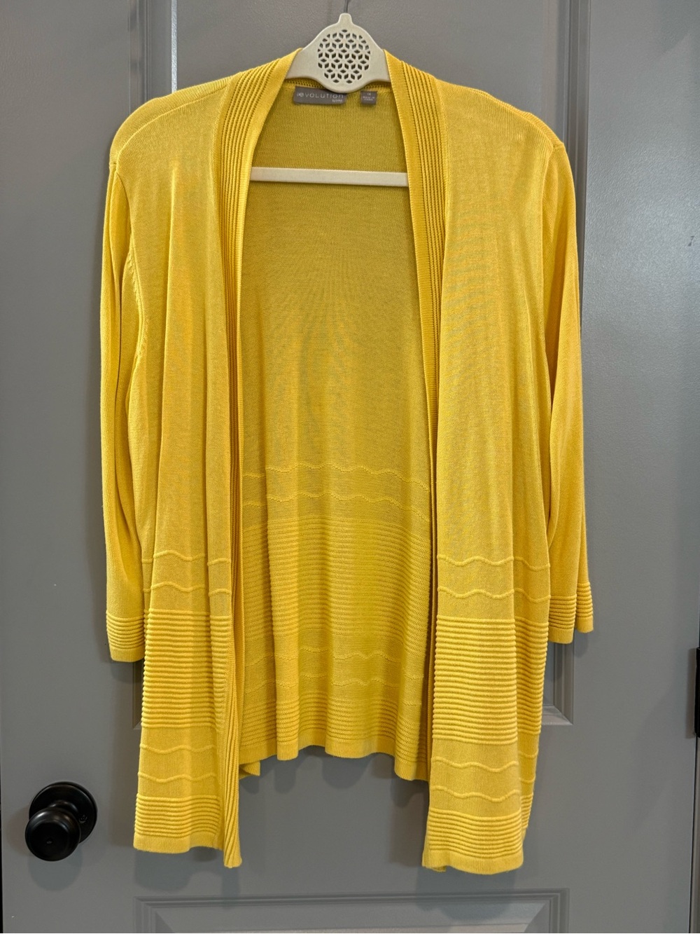 Cyrus Bright Yellow Open-Front Knit Cardigan
